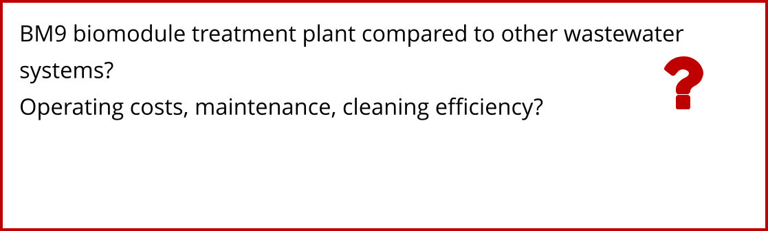 BM9 biomodule treatment plant compared to other wastewater  systems? Operating costs, maintenance, cleaning efficiency?